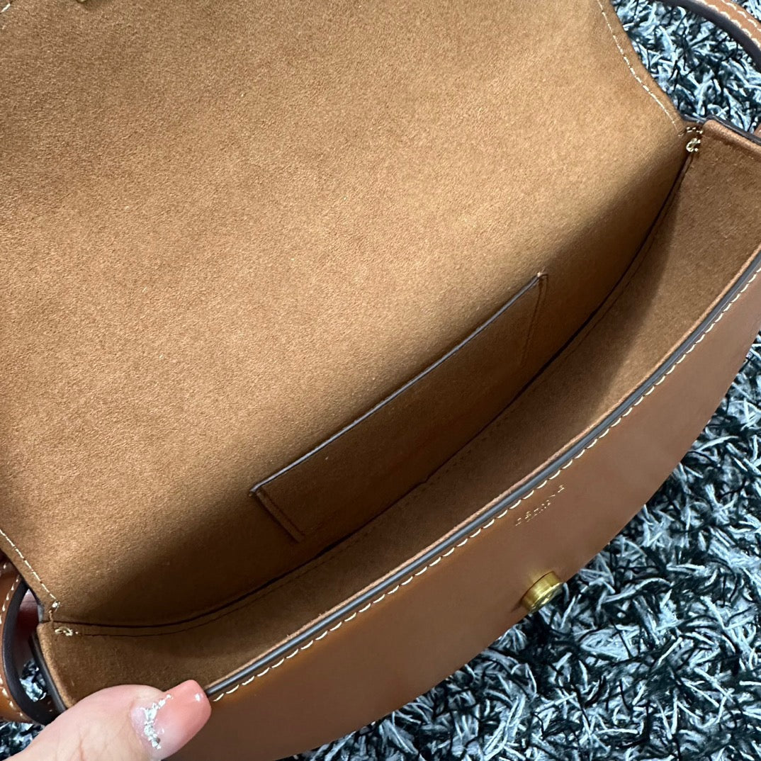 CELINE BESACE TRIPHOME 23 CINNAMON BROWN CALFSKIN
