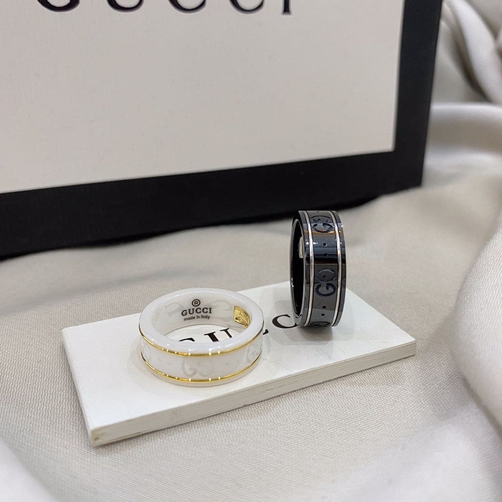18K Double Gucci Icon White Zirconia Ring
