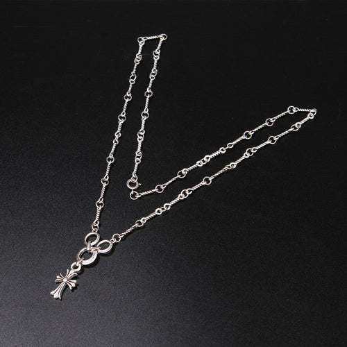 Chrome Hearts cross three-ring bamboo necklace
