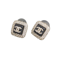 18K  Chanel Diamond Square Black Earrings